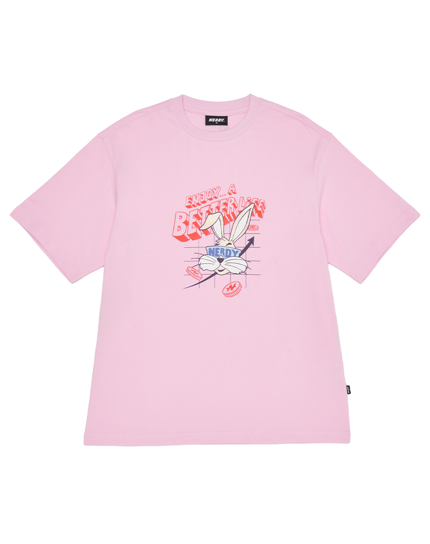 코인 토끼 반팔 티셔츠 핑크